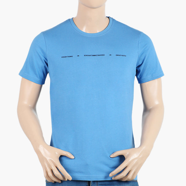 Eminent Men's Round Neck Half Sleeves Printed T-Shirt - Powder Blue