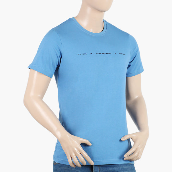 Eminent Men's Round Neck Half Sleeves Printed T-Shirt - Powder Blue