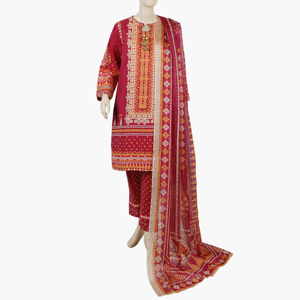 Women's Printed Shalwar Suit - Red