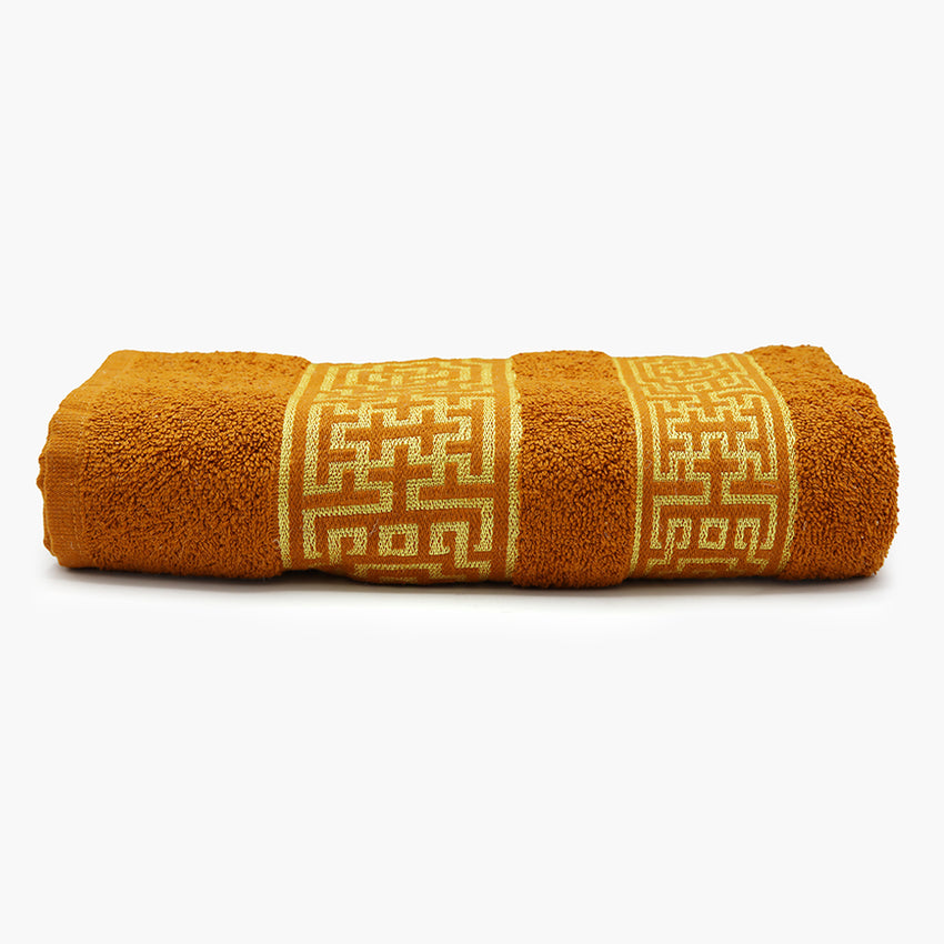 Bath Towel Greek Border - Golden Brown, Bath Towels, Chase Value, Chase Value