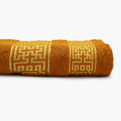 Bath Towel Greek Border - Golden Brown, Bath Towels, Chase Value, Chase Value