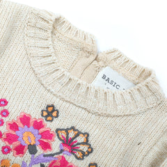 Newbron Girls Full Sleeves Sweater - Fawn