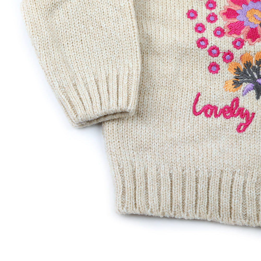 Newbron Girls Full Sleeves Sweater - Fawn, Newborn Girls Winterwear, Chase Value, Chase Value