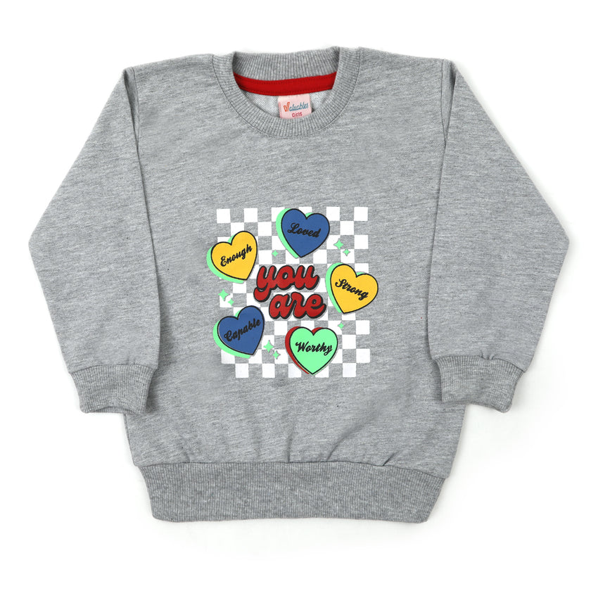 Girls Full Sleeves Sweat Shirt - Grey