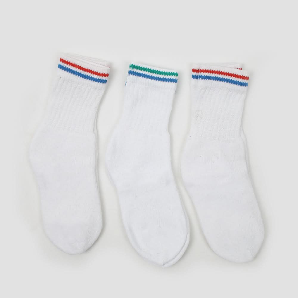 Kids Sports Full Socks 3Pcs - White, Boys Socks, Chase Value, Chase Value