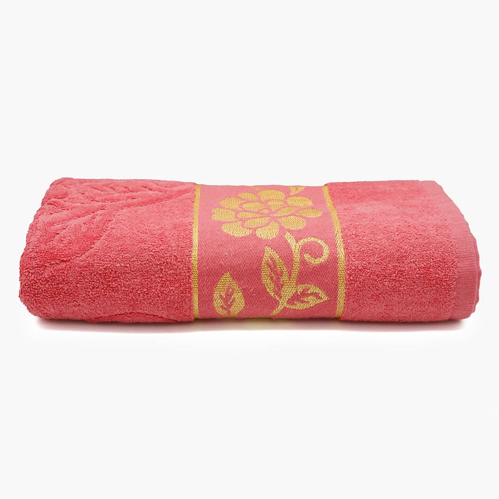 Bath Towel Embossed Flower - Pink, Bath Towels, Chase Value, Chase Value