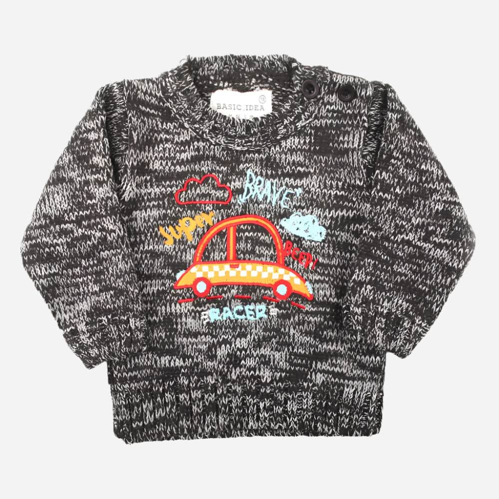 Newborn Girls Full Sleeves Sweater - Dark Grey, Newborn Girls Winterwear, Chase Value, Chase Value