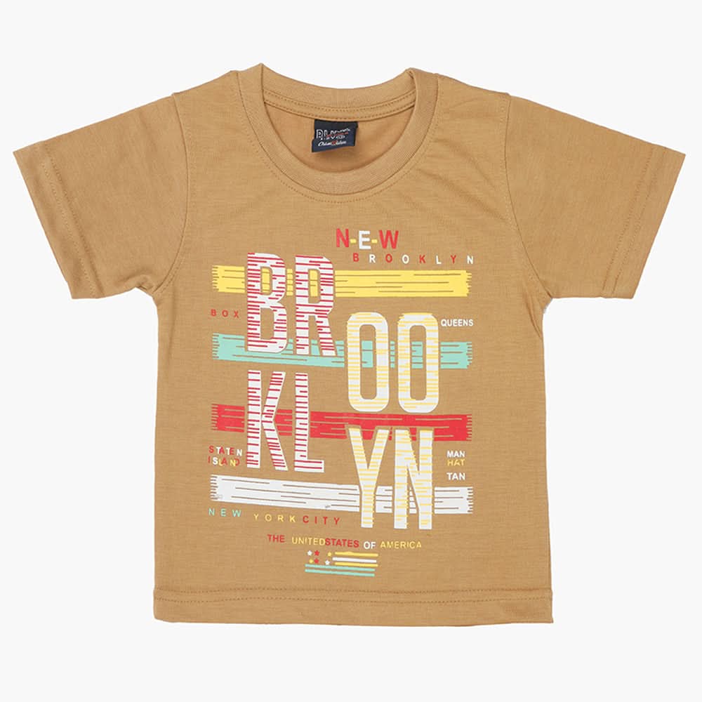 Boys Half Sleeves T-Shirt - Light Brown, Boys T-Shirts, Chase Value, Chase Value