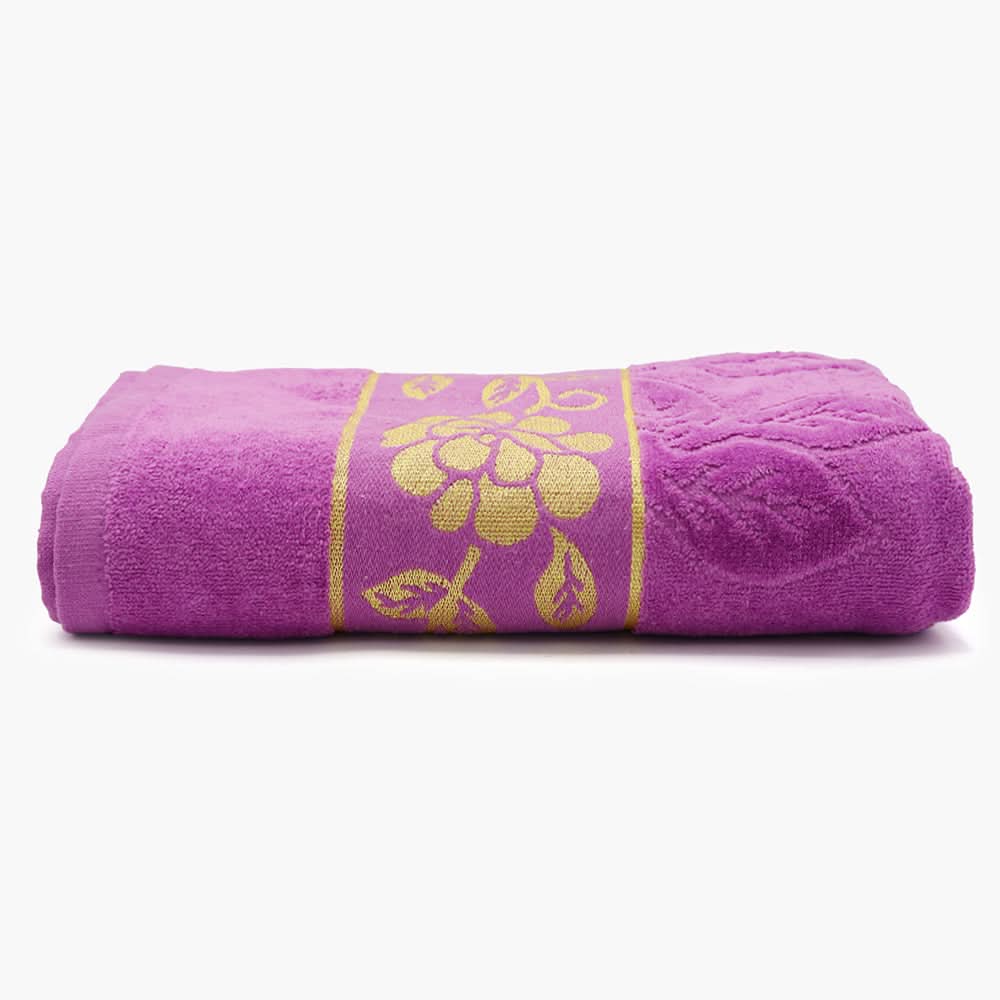 Bath Towel Embossed Flower - Purple, Bath Towels, Chase Value, Chase Value