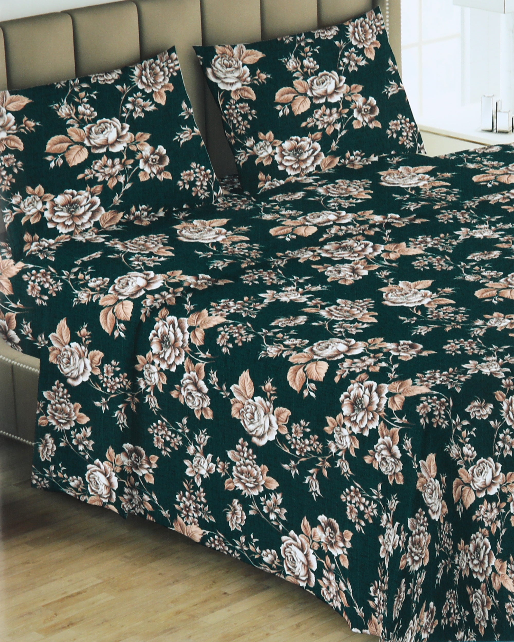 Valuables Crystal Collection Double Bedsheet 90x96- 3 Pcs