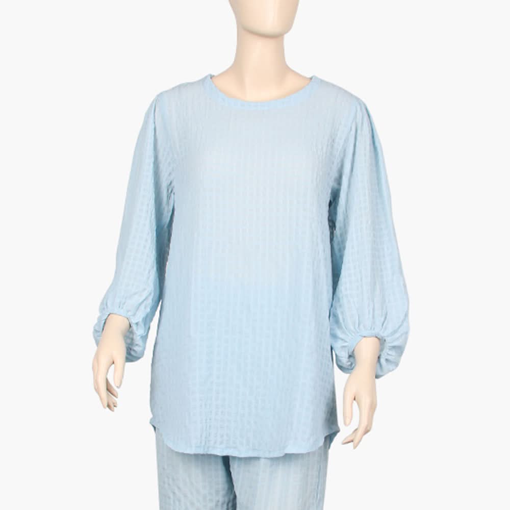 Women's Western 2 Pcs Suit - Light Blue, Women Night Suit, Chase Value, Chase Value
