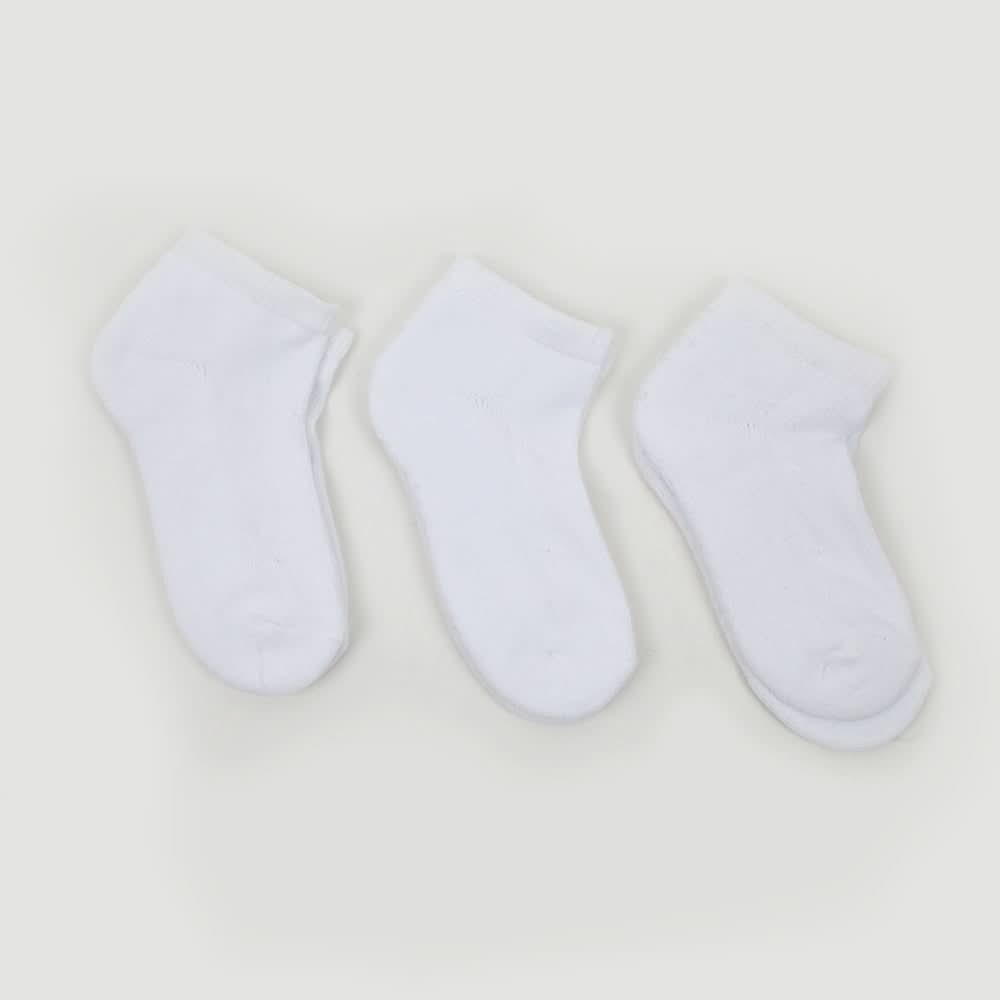 Kids Ankle Socks 3Pcs - White, Boys Socks, Chase Value, Chase Value