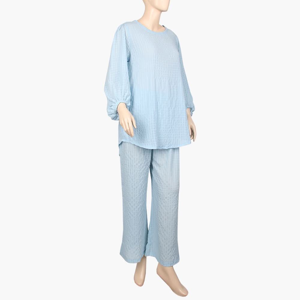 Women's Western 2 Pcs Suit - Light Blue, Women Night Suit, Chase Value, Chase Value