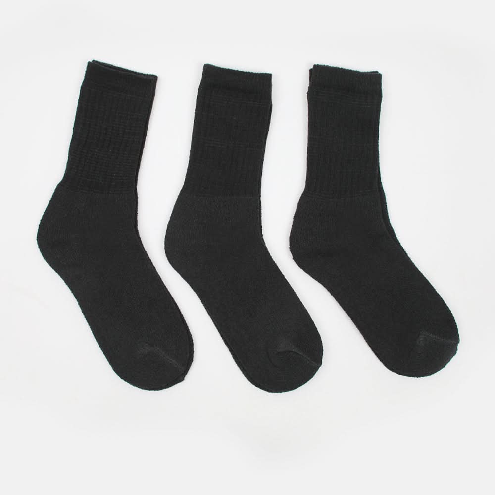 Kids Sports Full Socks 3Pcs - Black, Boys Socks, Chase Value, Chase Value