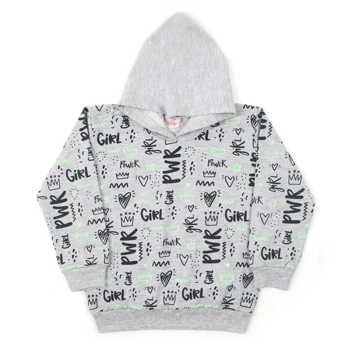 Girls Full Sleeves Hoodie T-Shirt - Grey, Girls Hoodies & Sweat Shirts, Chase Value, Chase Value