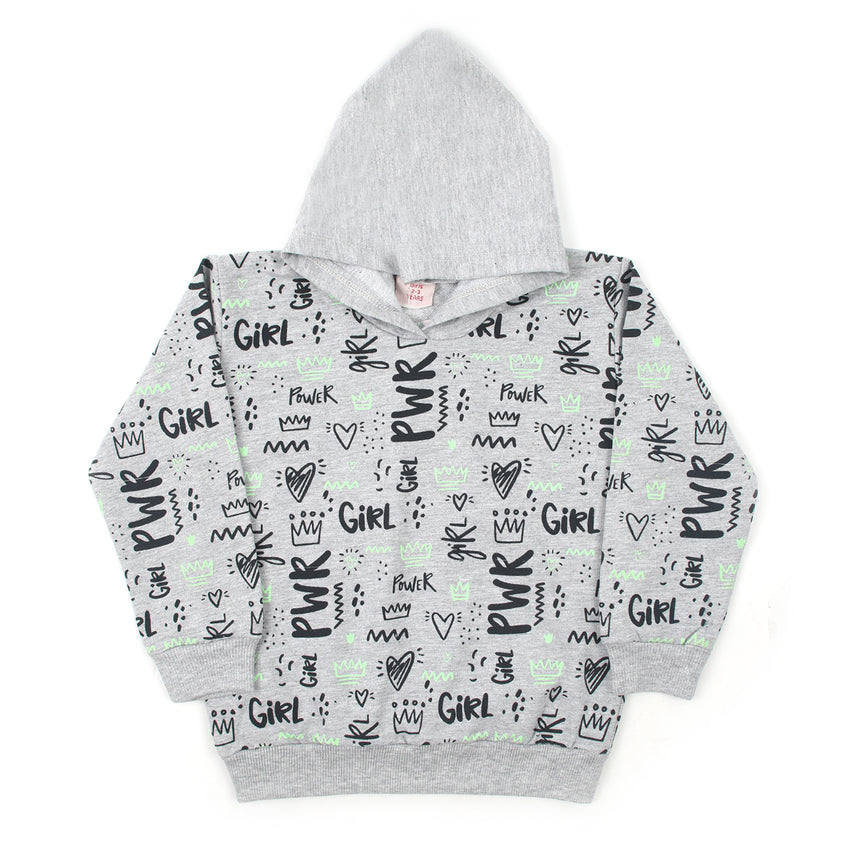 Girls Full Sleeves Hoodie T-Shirt - Grey