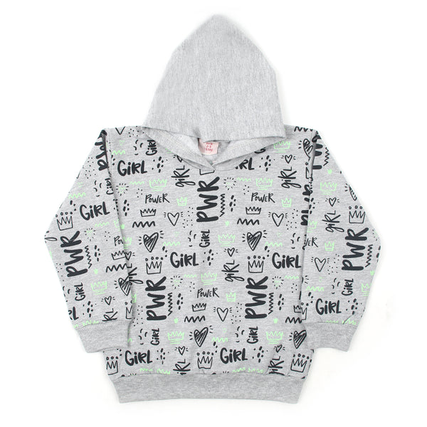 Girls Full Sleeves Hoodie T-Shirt - Grey