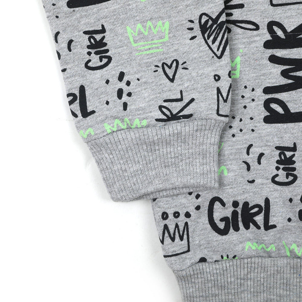 Girls Full Sleeves Hoodie T-Shirt - Grey, Girls Hoodies & Sweat Shirts, Chase Value, Chase Value
