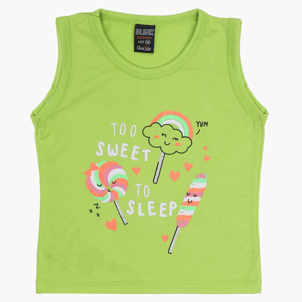 Girls Sando T-Shirt - Green, Girls T-Shirts, Chase Value, Chase Value