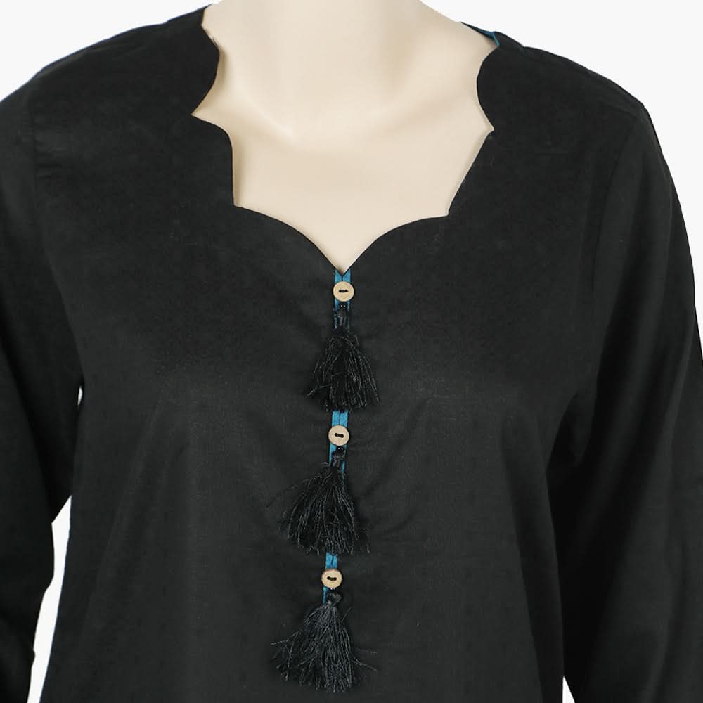 Women's Stitched Kurti - Black, Women Ready Kurtis, Chase Value, Chase Value