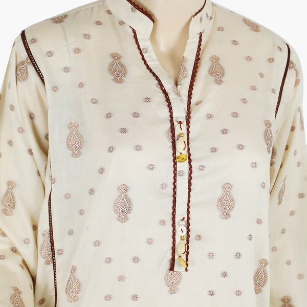 Women's Jacquard Stitched Kurti - Beige, Women Ready Kurtis, Chase Value, Chase Value