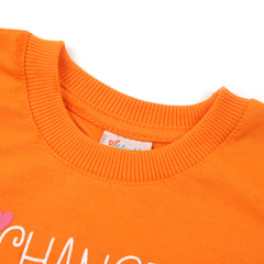 Girls Full Sleeves Sweat Shirt - Orange