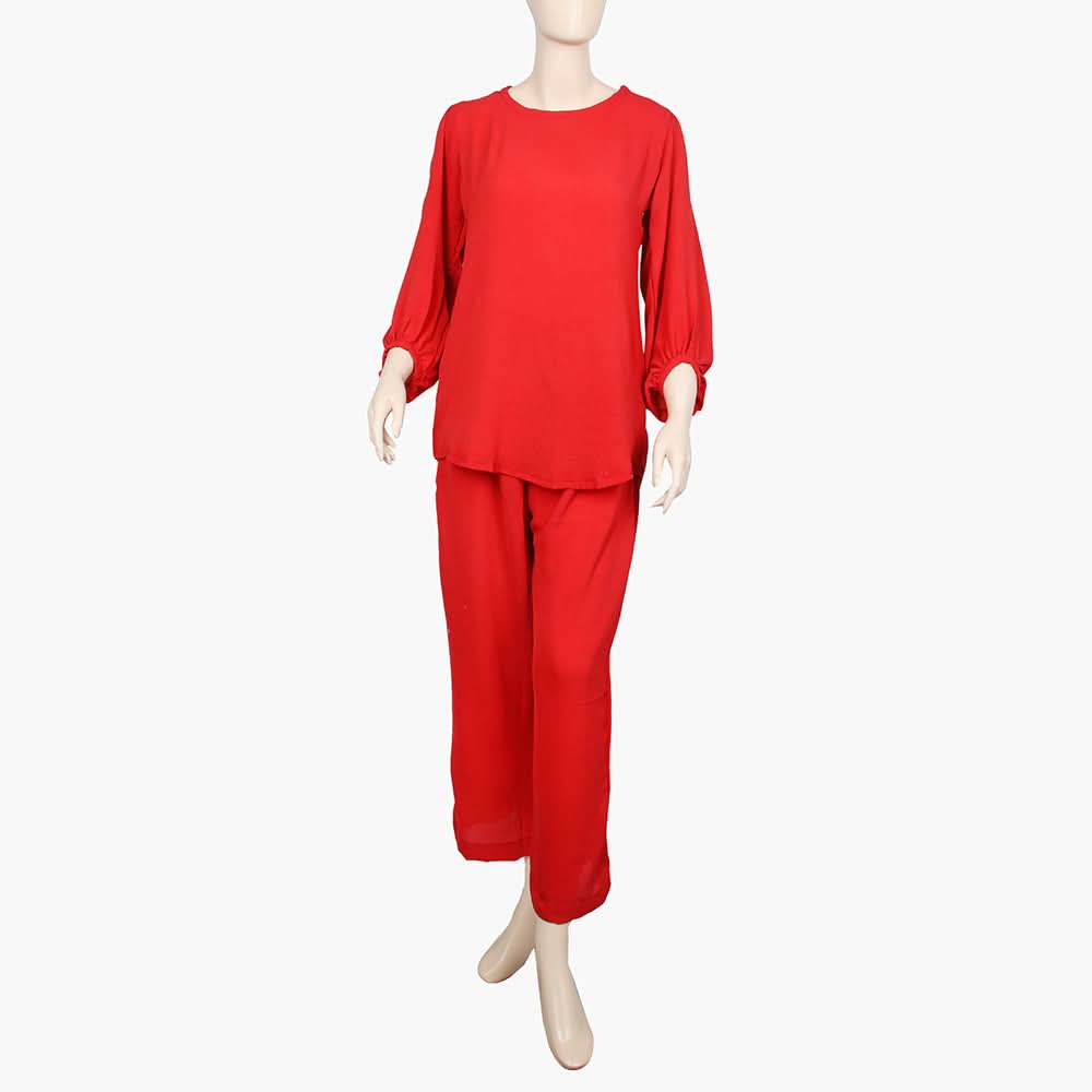 Women's Western 2 Pcs Suit - Red, Women Night Suit, Chase Value, Chase Value