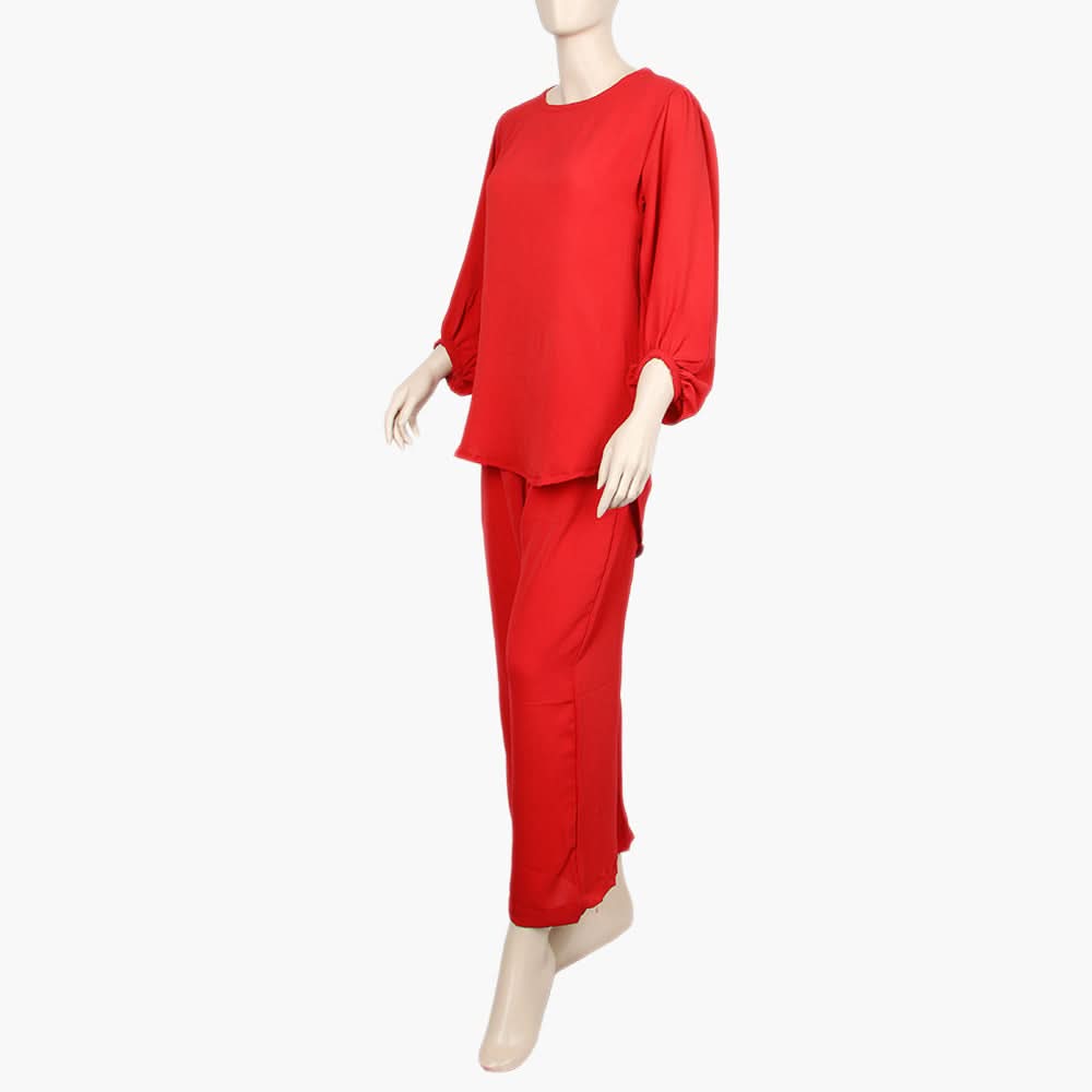 Women's Western 2 Pcs Suit - Red, Women Night Suit, Chase Value, Chase Value