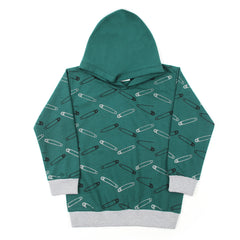 Girls Full Sleeves Hoodie T-Shirt - Dark Green