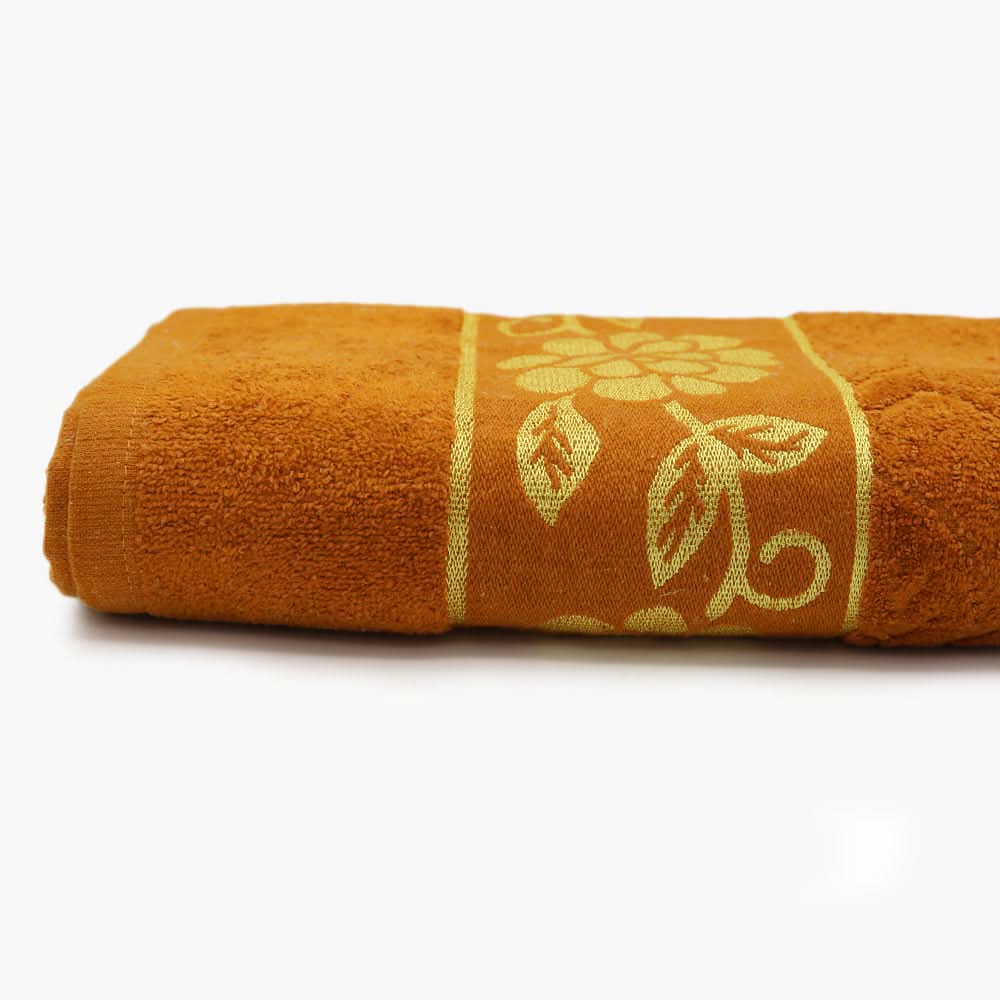 Bath Towel Embossed Flower - Golden Brown, Bath Towels, Chase Value, Chase Value