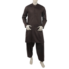 Men's Kurta Shalwar Suit - Brown