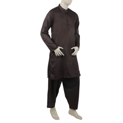 Men's Kurta Shalwar Suit - Brown