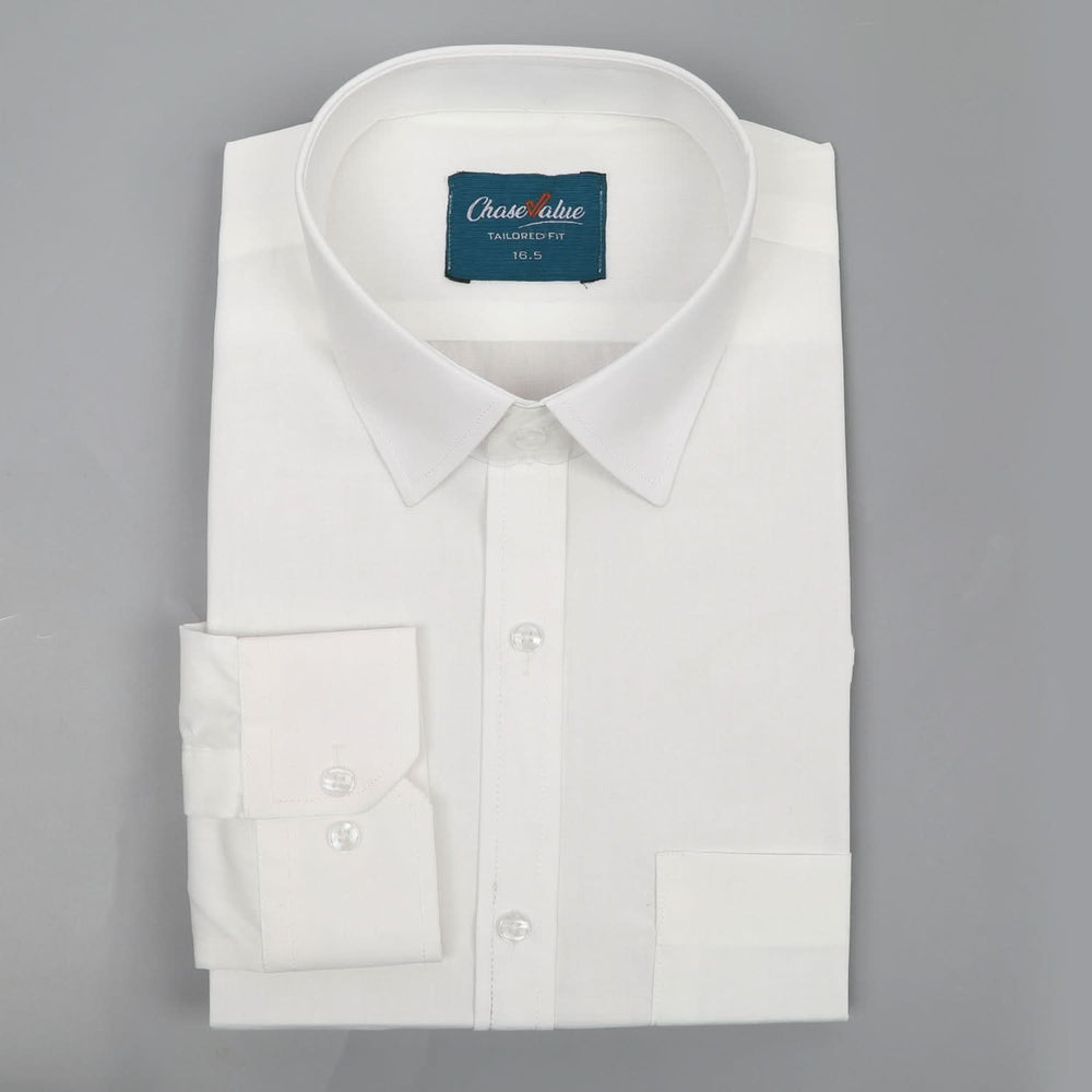 Men's Plain Formal Shirt - White, Men's Shirts, Chase Value, Chase Value