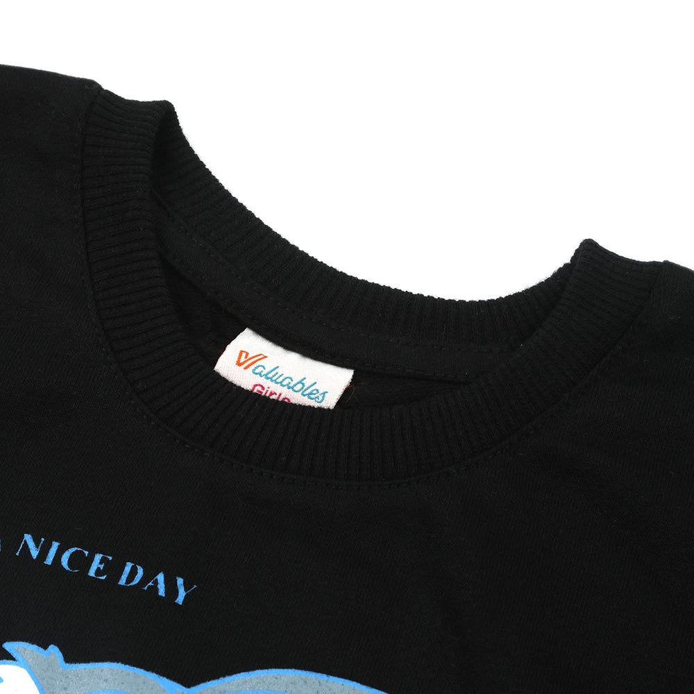 Girls Full Sleeves Sweat Shirt - Black, Girls Hoodies & Sweat Shirts, Chase Value, Chase Value