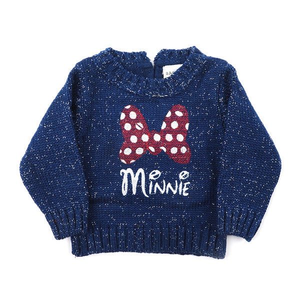 Newbron Girls Full Sleeves Sweater - Navy Blue