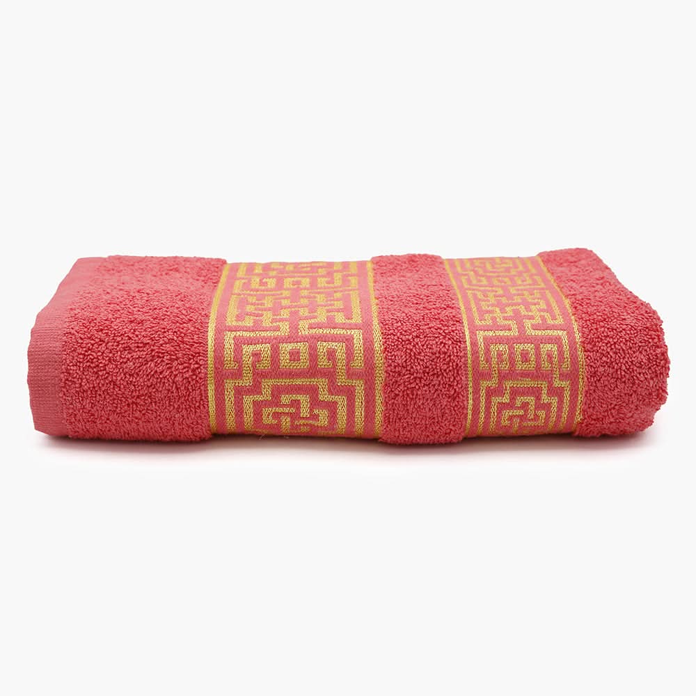 Bath Towel Greek Border - Pink, Bath Towels, Chase Value, Chase Value