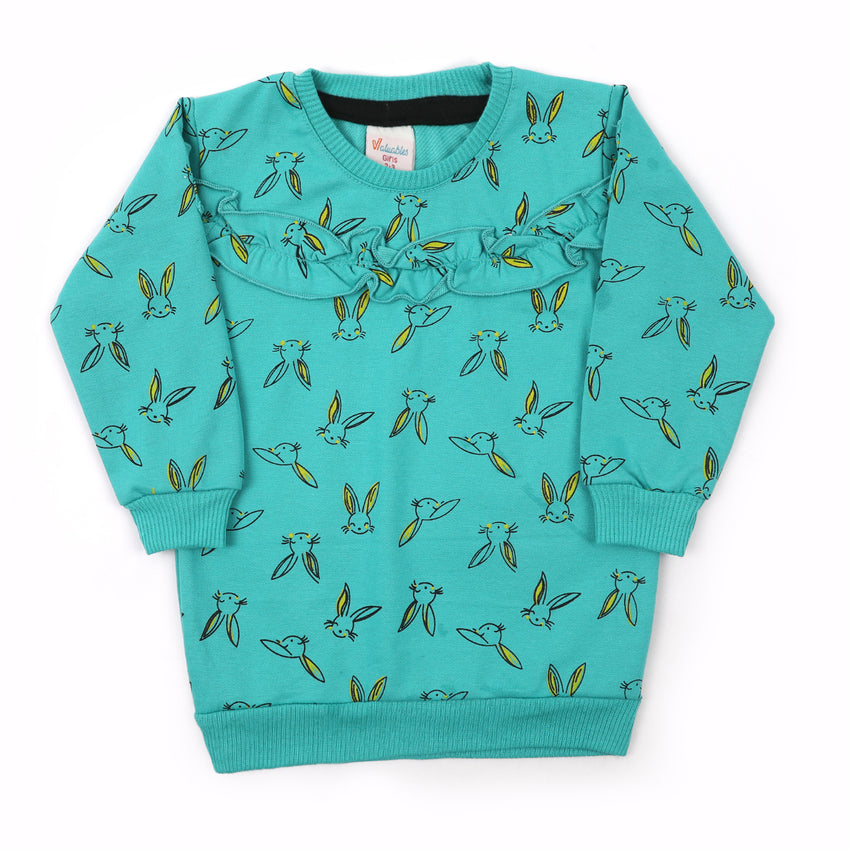 Girls Full Sleeves Sweat Shirt - Sea Green