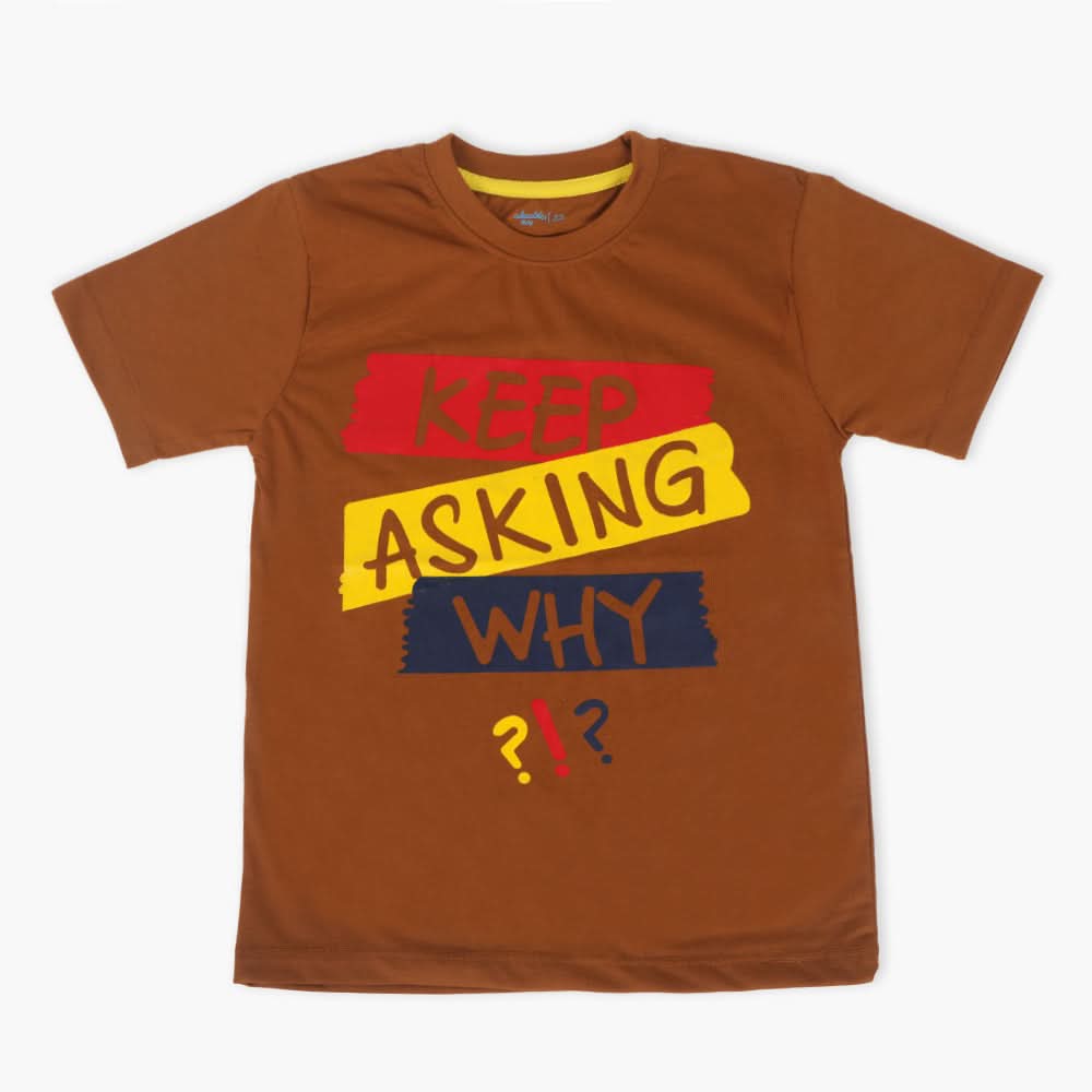 Boys Half Sleeves T-Shirt - Brown, Boys T-Shirts, Chase Value, Chase Value