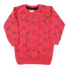 Girls Full Sleeves Sweat Shirt - Dark Pink