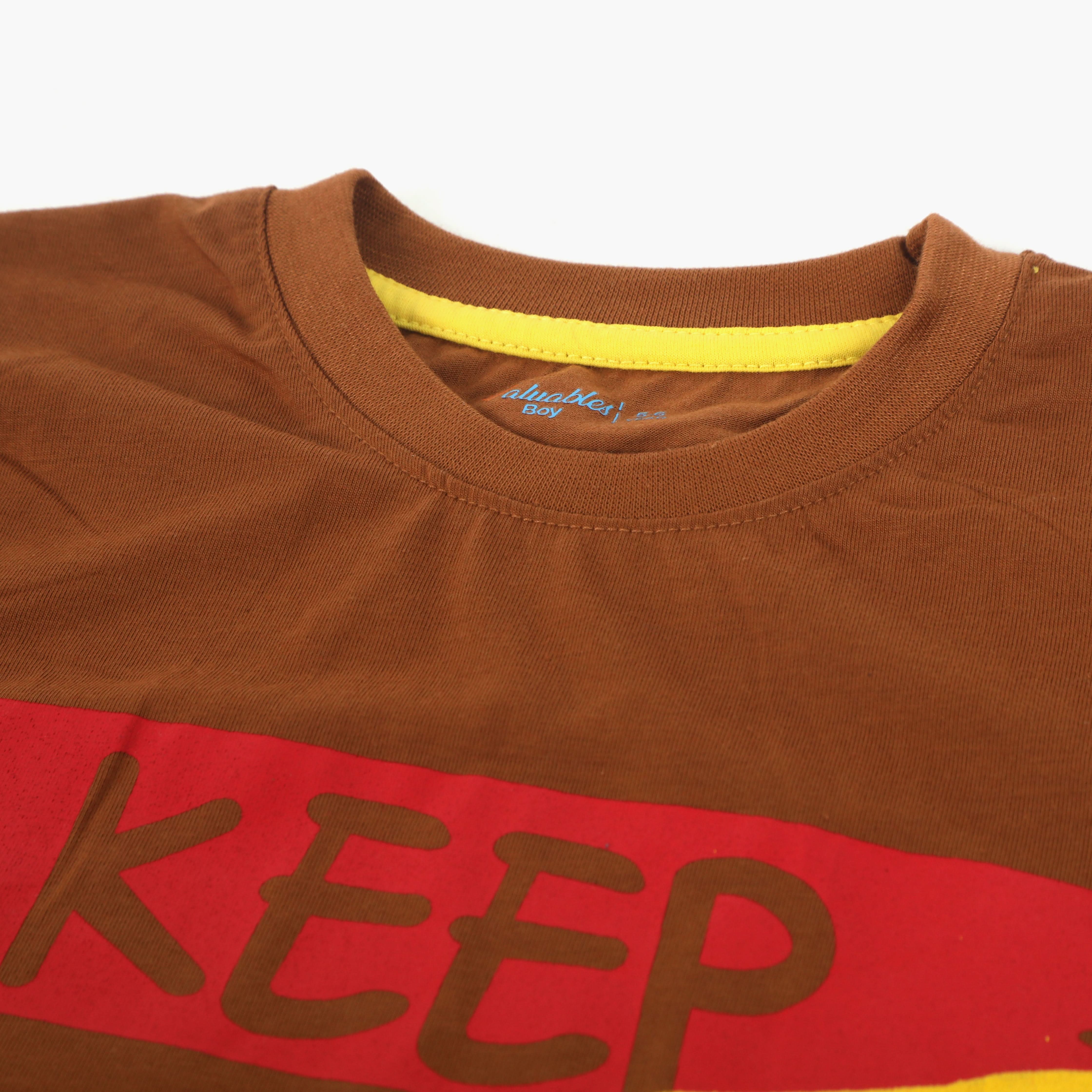 Boys Half Sleeves T-Shirt - Brown, Boys T-Shirts, Chase Value, Chase Value