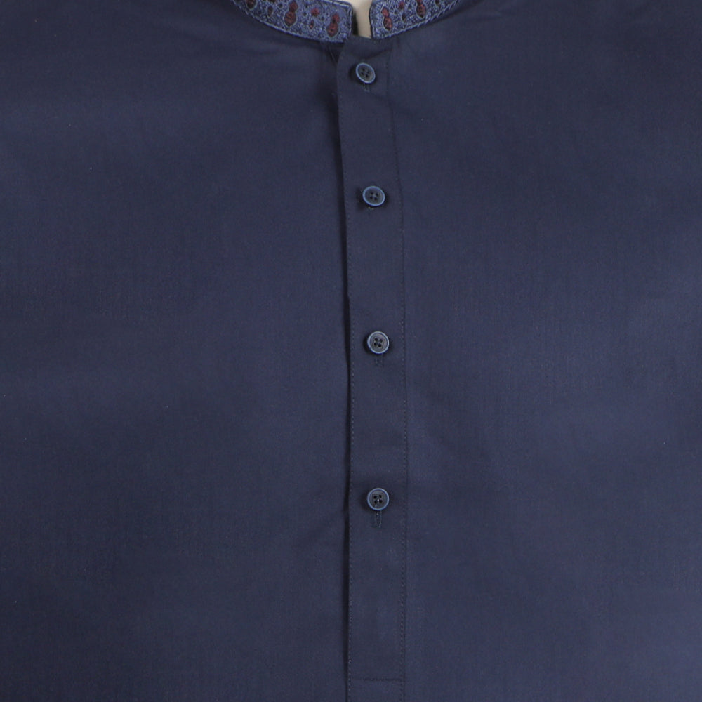 Valuables Men Embroidered Shalwar Suit - Navy Blue, Men's Shalwar Kameez, Chase Value, Chase Value