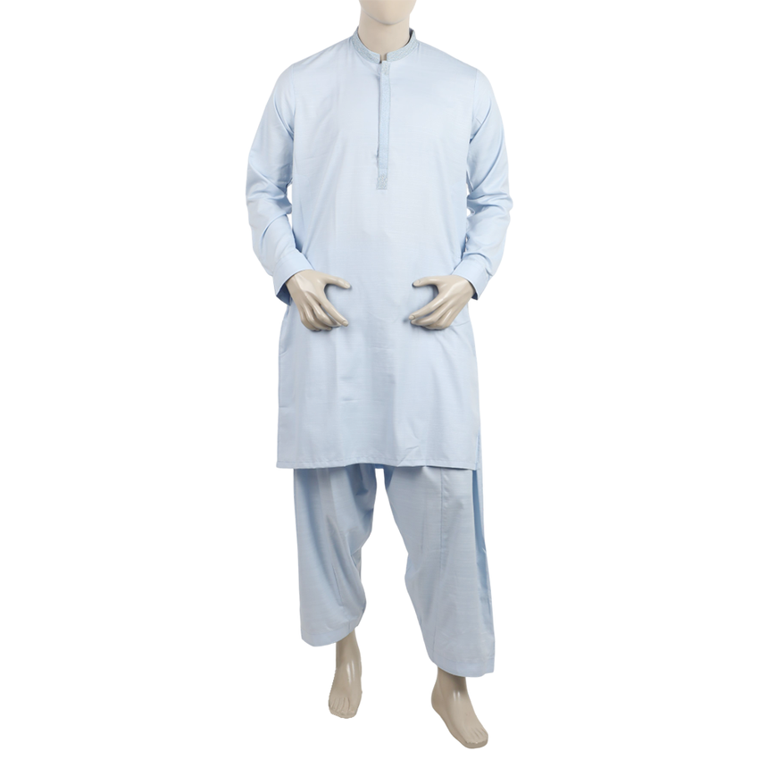 Eminent Men's Kurta Embroidered Shalwar Suit - Sky