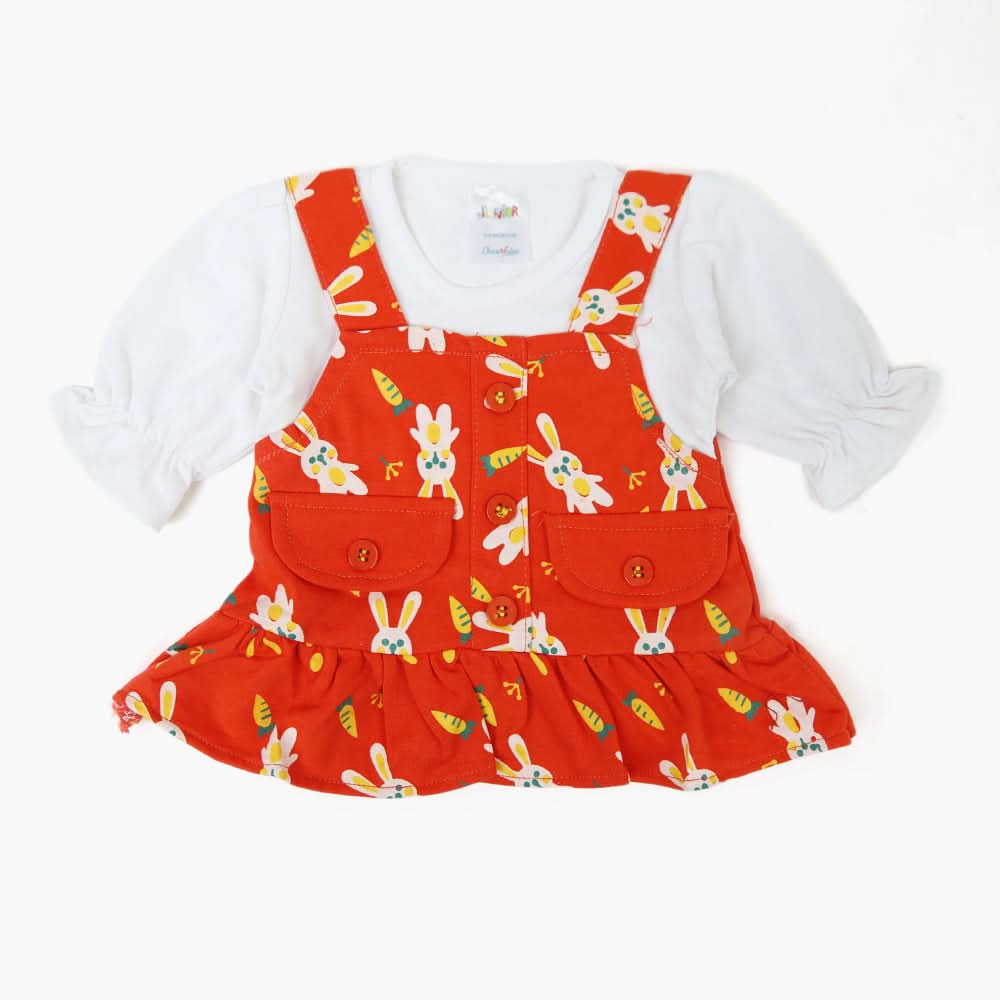 Newborn Girls Full Sleeves Frock - Red, Newborn Girls Frocks, Chase Value, Chase Value