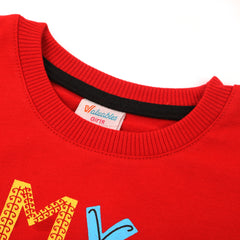 Girls Full Sleeves Sweat Shirt - Red