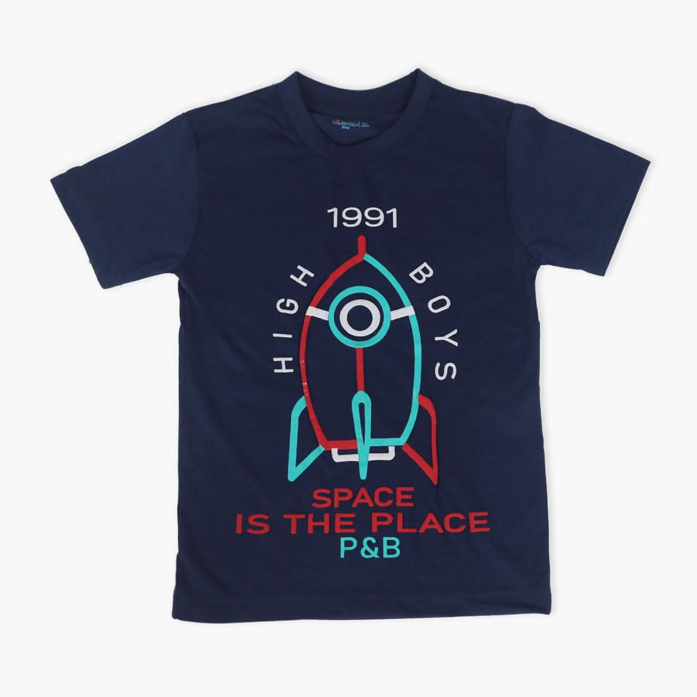 Boys Half Sleeves T-Shirt - Navy Blue, Boys T-Shirts, Chase Value, Chase Value