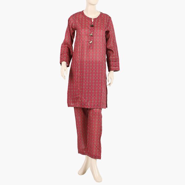 Girls Teens Printed Shalwar Stitched Suit - Rust