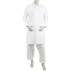 Eminent Men's Plain Shalwar Suit - Off White