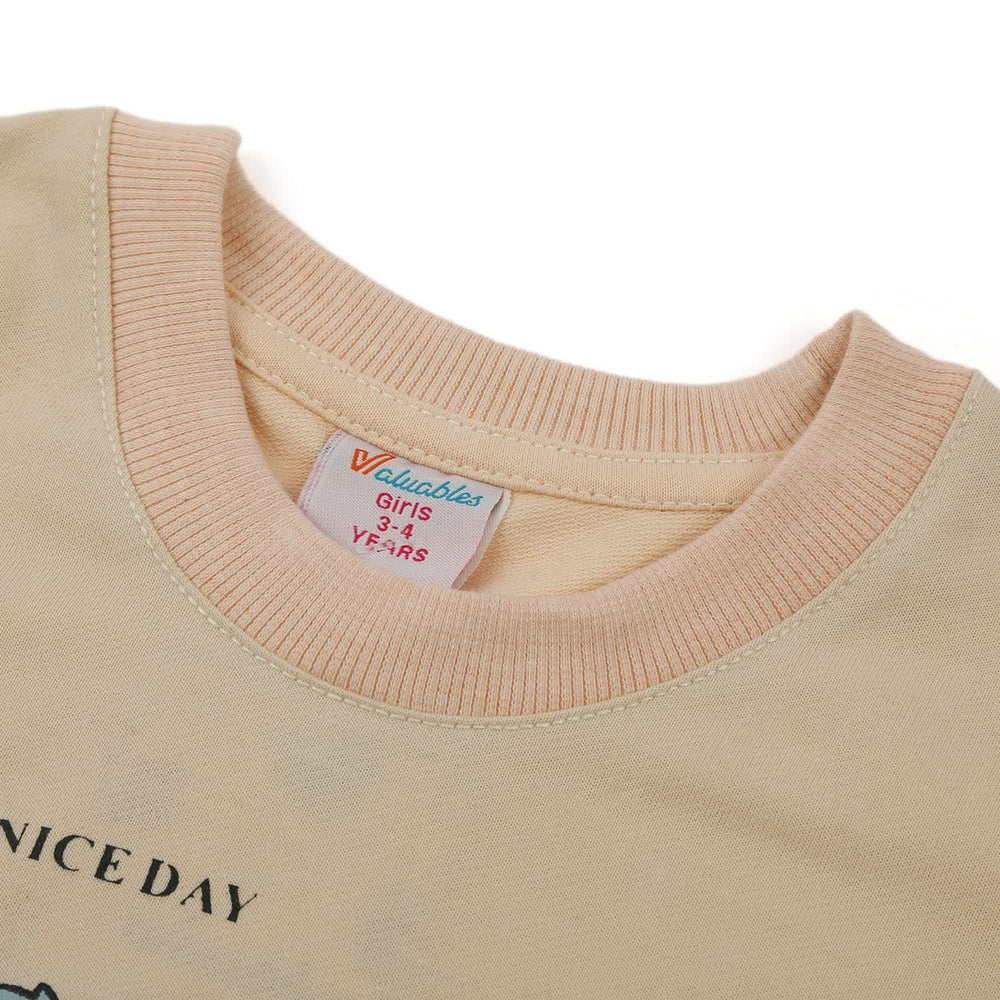Girls Full Sleeves Sweat Shirt - Peach, Girls Hoodies & Sweat Shirts, Chase Value, Chase Value