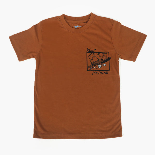 Boys Half Sleeves T-Shirt - Brown