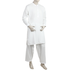 Eminent Men's Kurta Plain Shalwar Suit - Off White